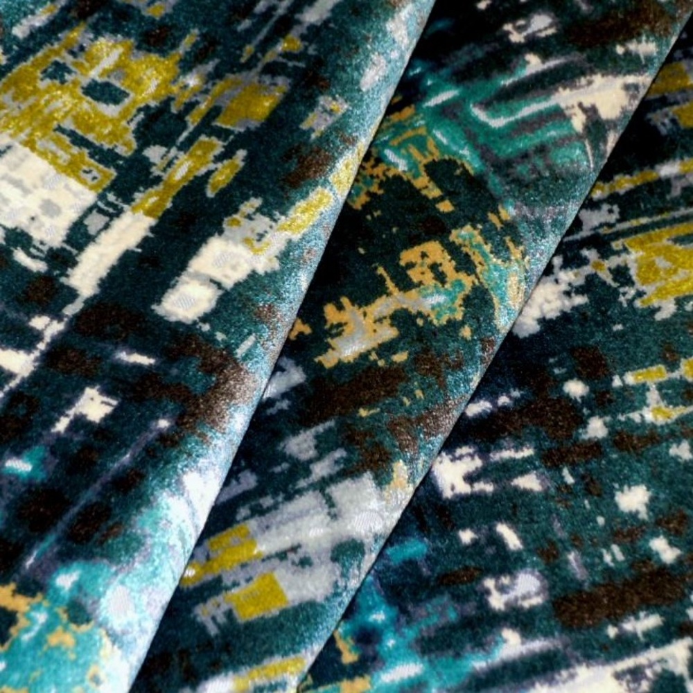 Velvet Pattern Penthouse Color Aqua Teal Fabric
